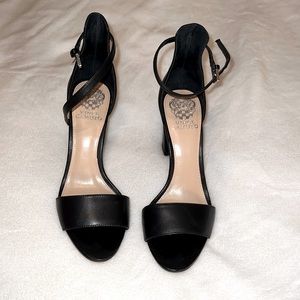 Vince Camuto Corlina Black Ankle Strap Sandal Block Heel Women’s Size 8